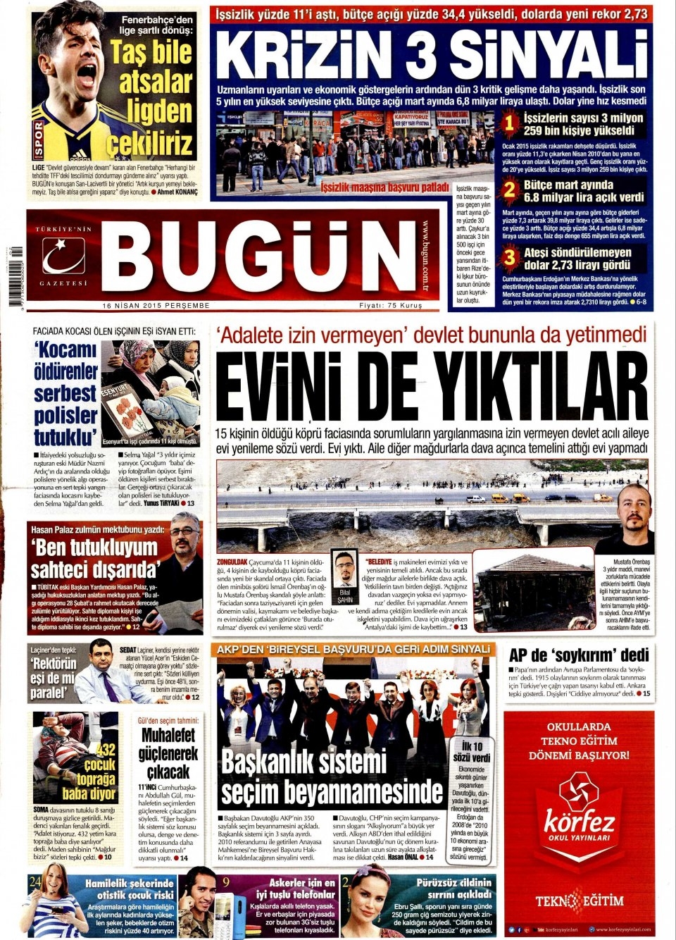 16 Nisan 2015 gazete manşetleri 24