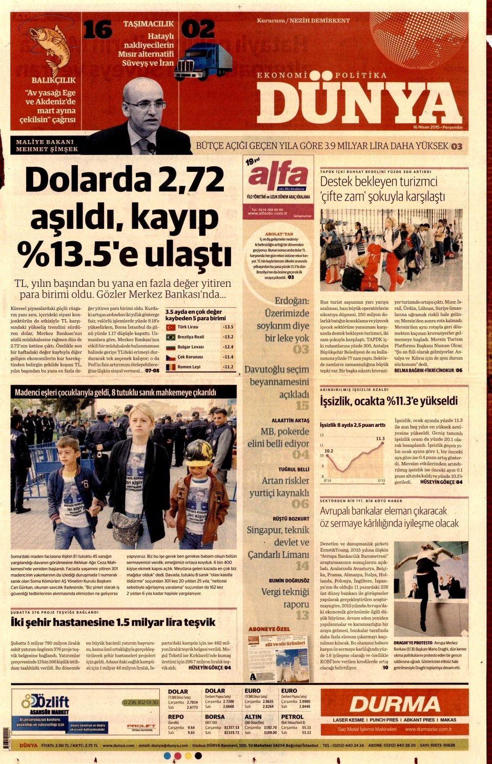 16 Nisan 2015 gazete manşetleri 26