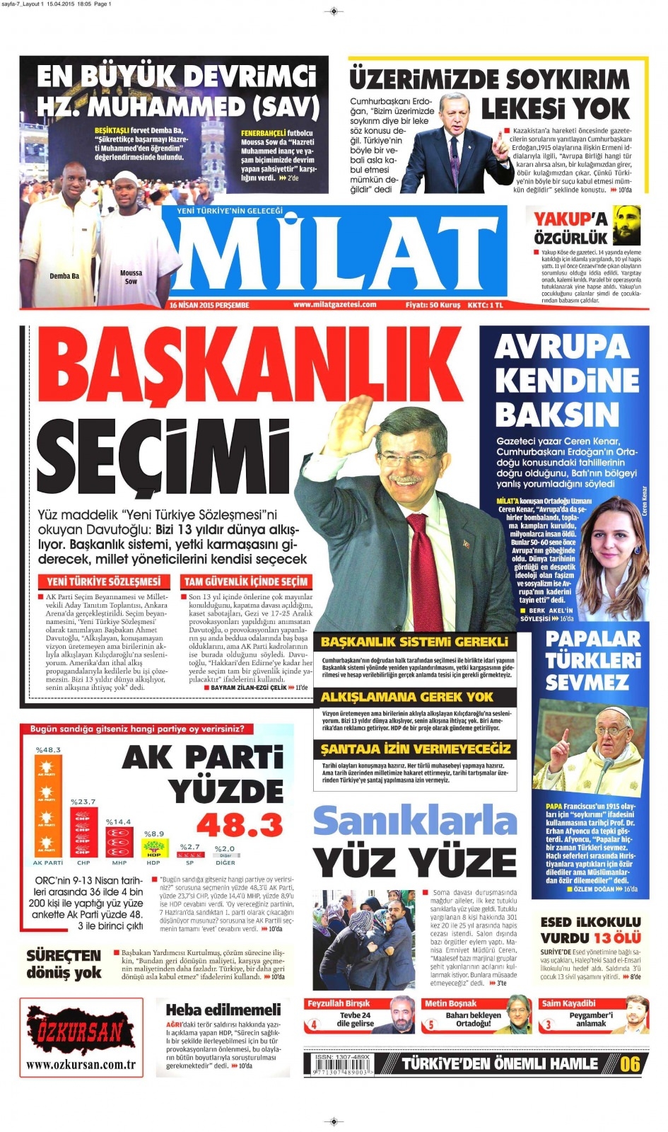 16 Nisan 2015 gazete manşetleri 29