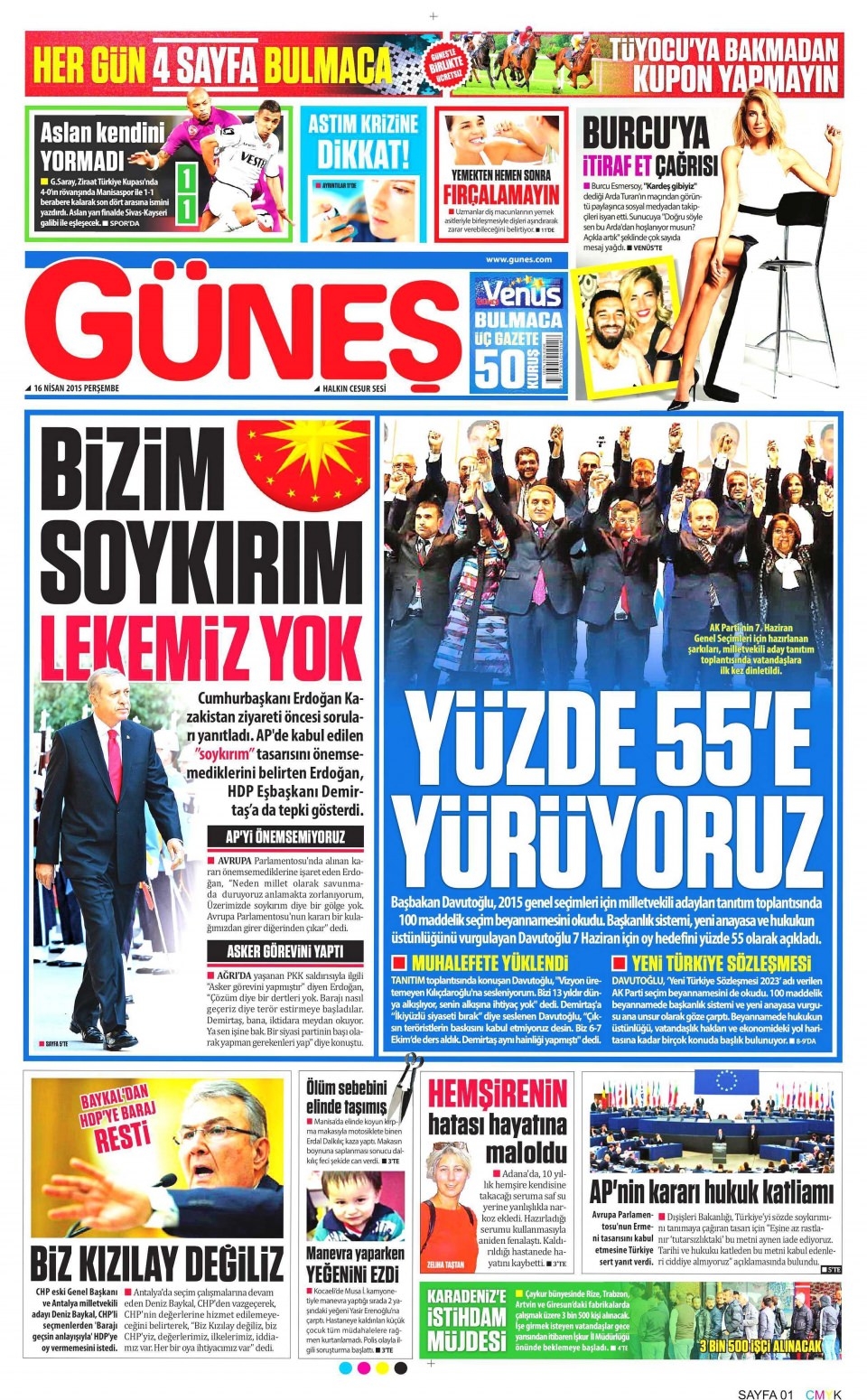 16 Nisan 2015 gazete manşetleri 3