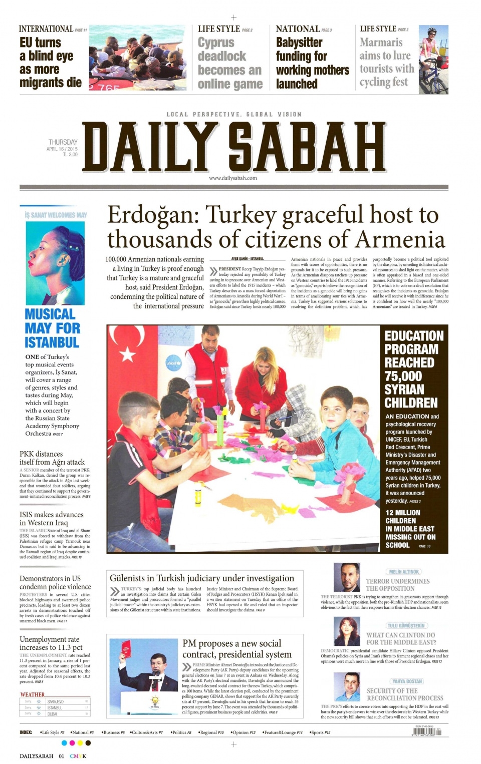 16 Nisan 2015 gazete manşetleri 30