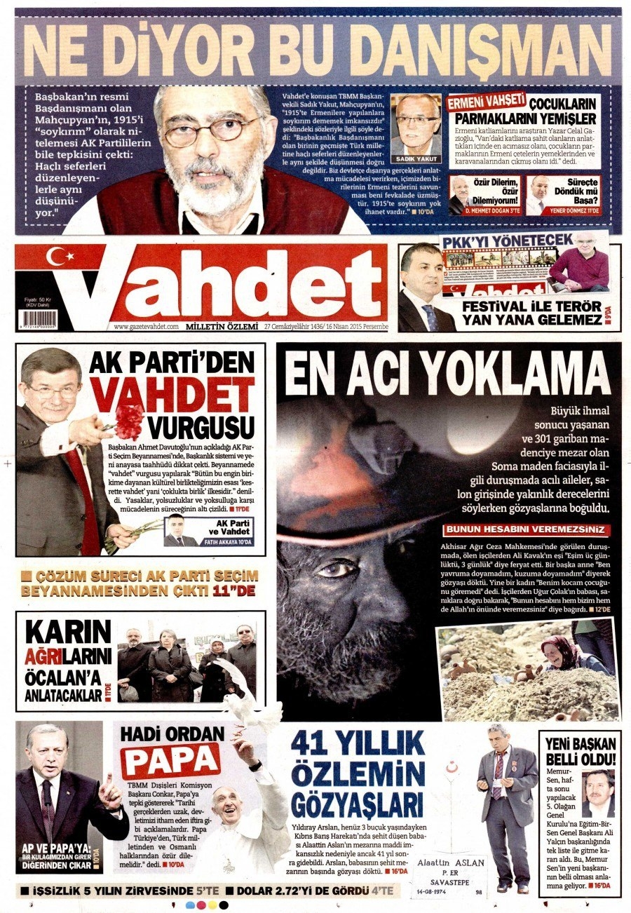 16 Nisan 2015 gazete manşetleri 31