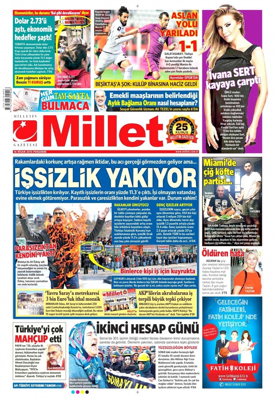 16 Nisan 2015 gazete manşetleri 6