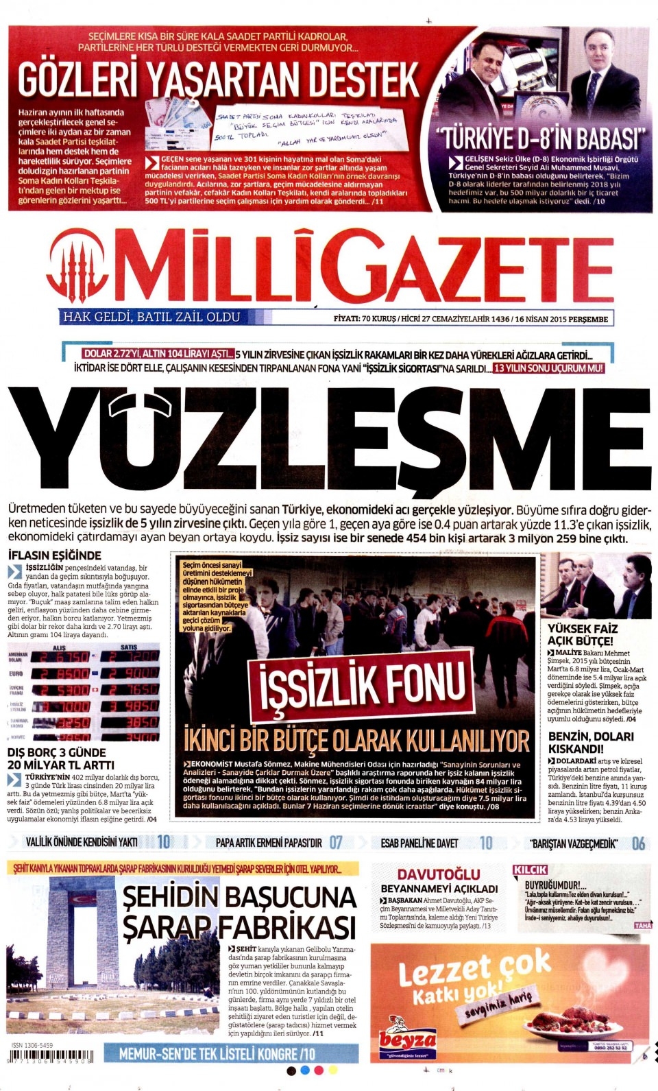 16 Nisan 2015 gazete manşetleri 7