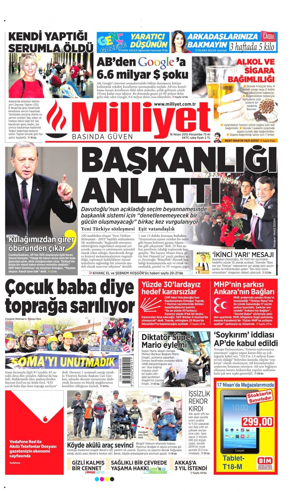 16 Nisan 2015 gazete manşetleri 8