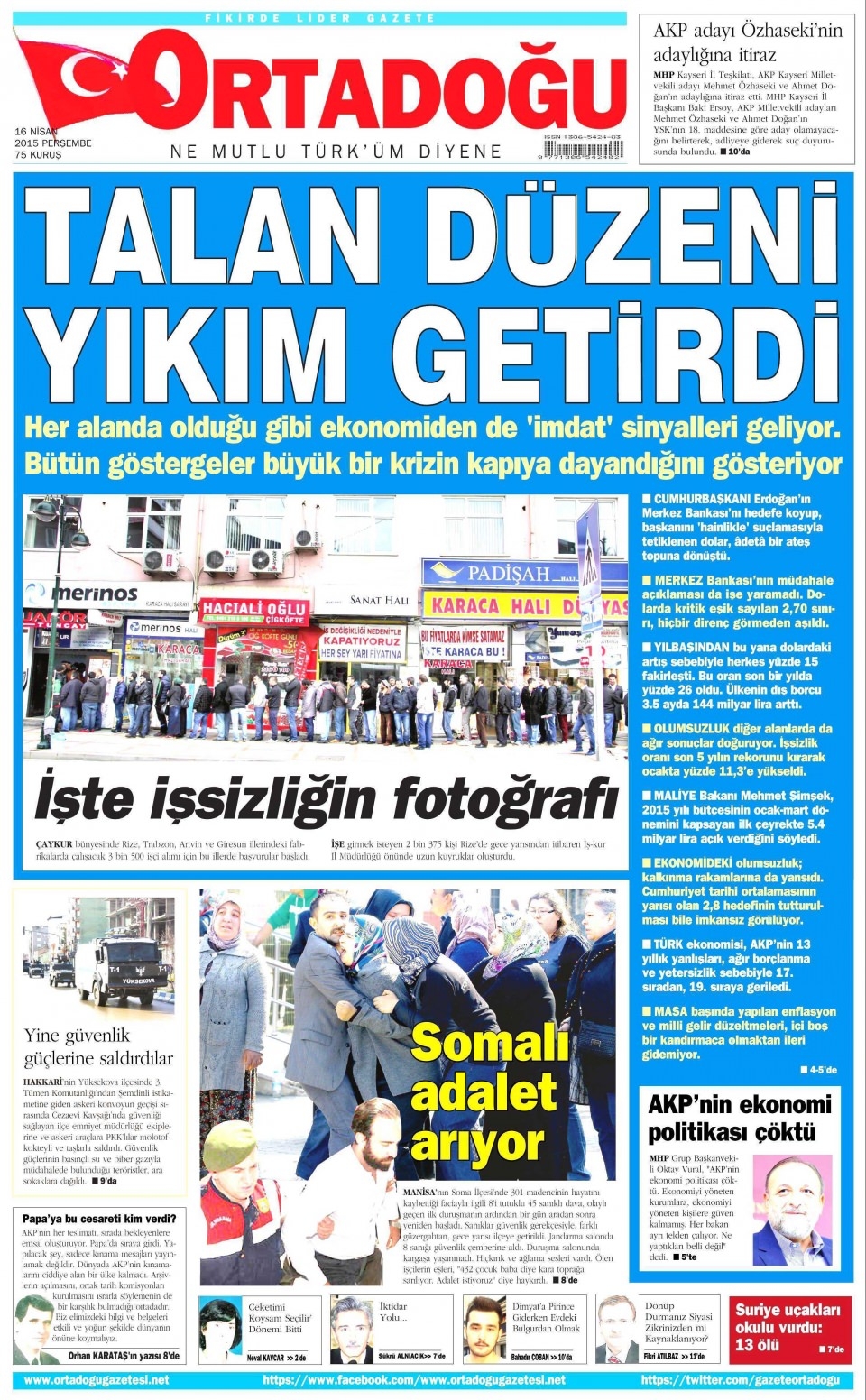 16 Nisan 2015 gazete manşetleri 9