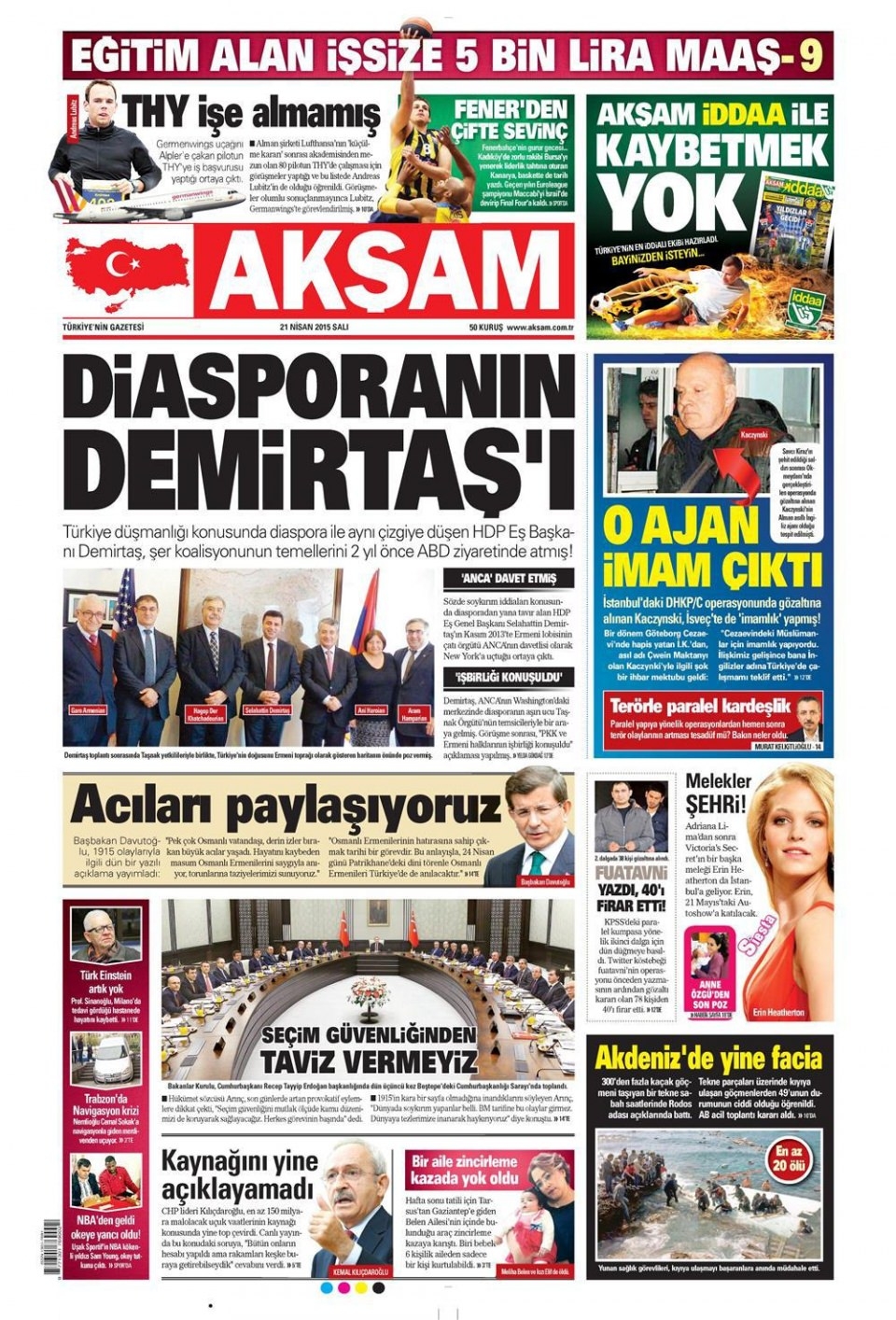 21 Nisan 2015 gazete manşetleri 1