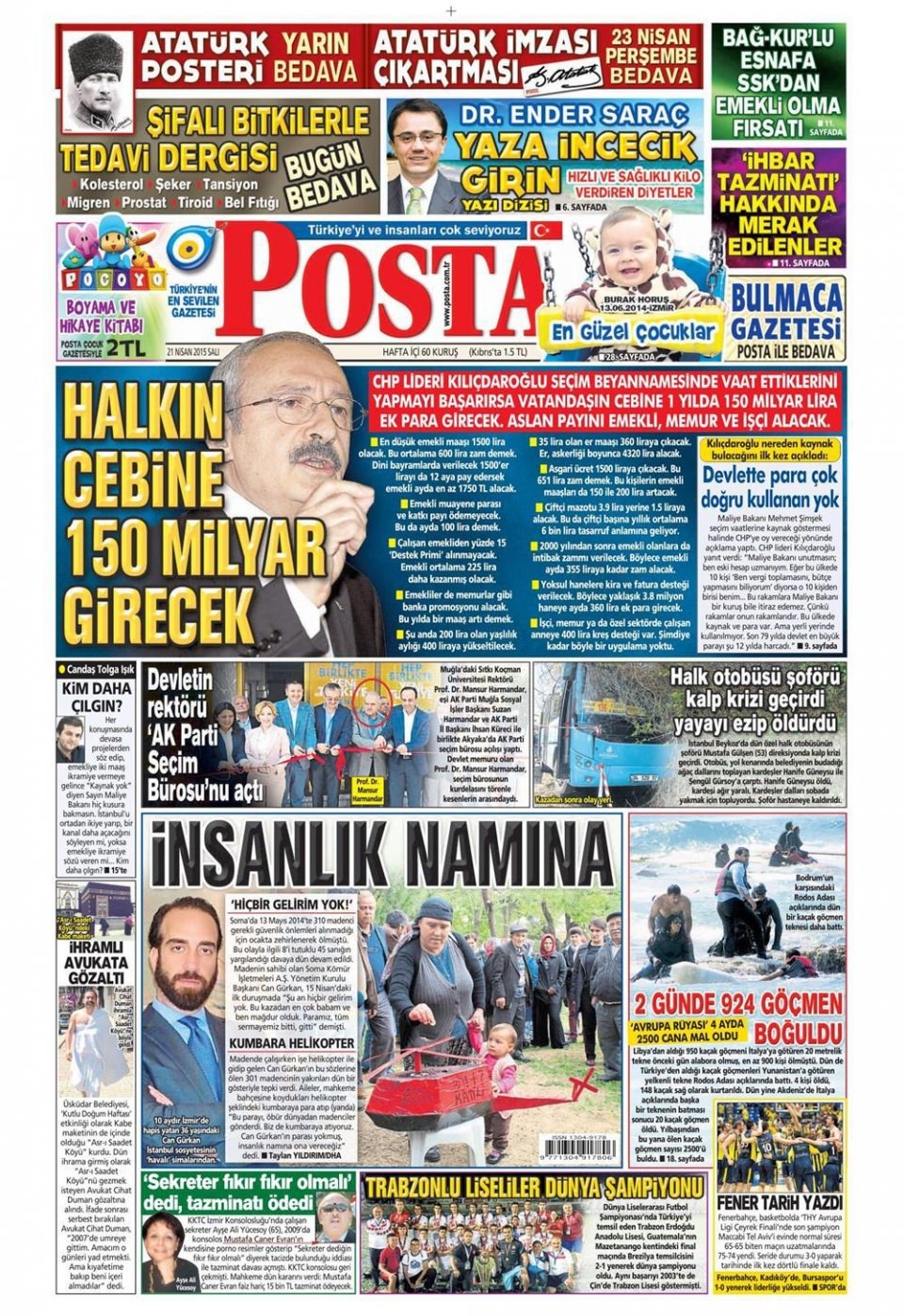 21 Nisan 2015 gazete manşetleri 10