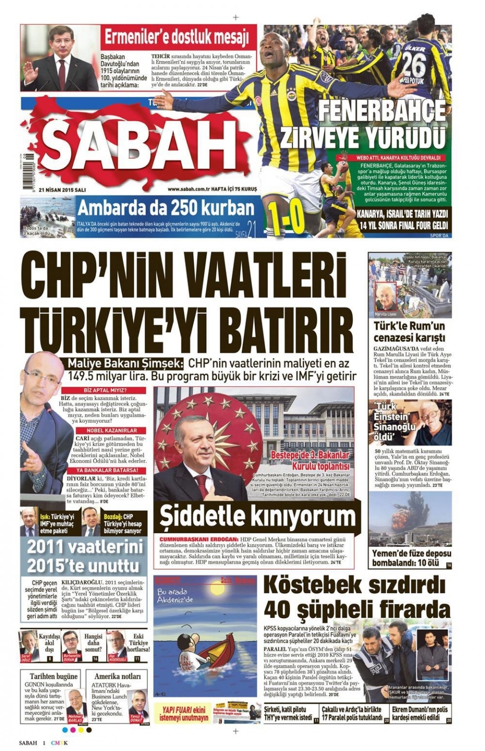 21 Nisan 2015 gazete manşetleri 11