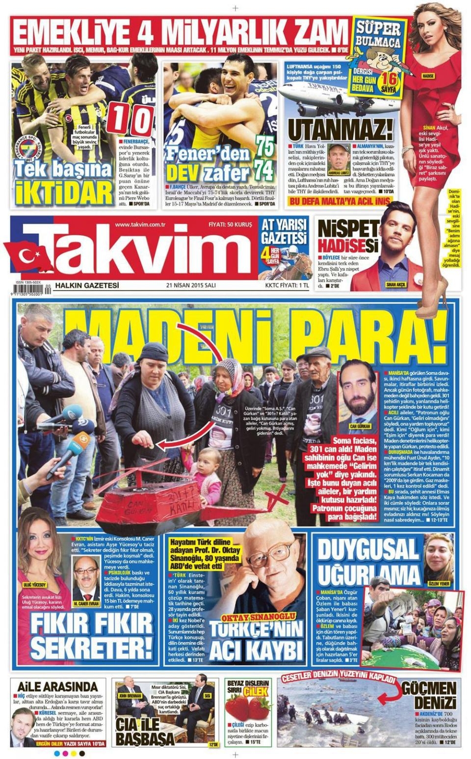 21 Nisan 2015 gazete manşetleri 14