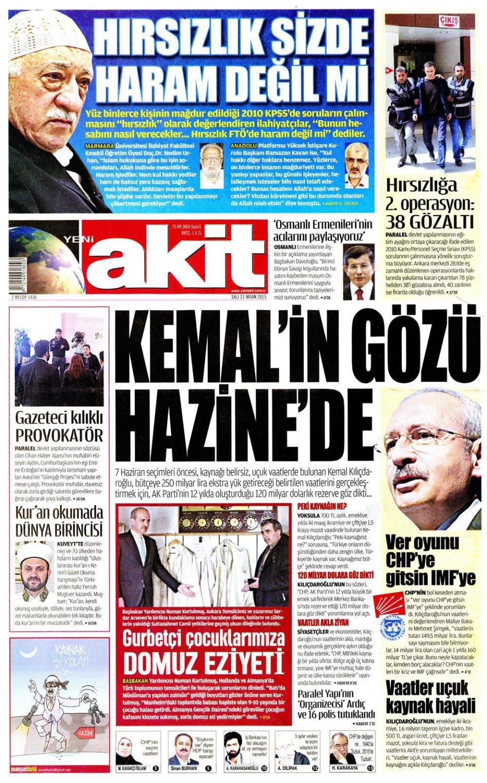 21 Nisan 2015 gazete manşetleri 18