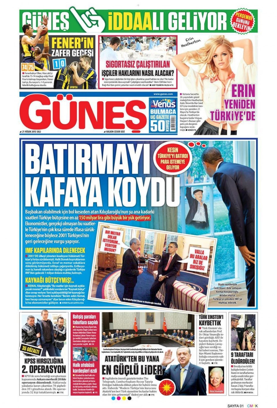 21 Nisan 2015 gazete manşetleri 2