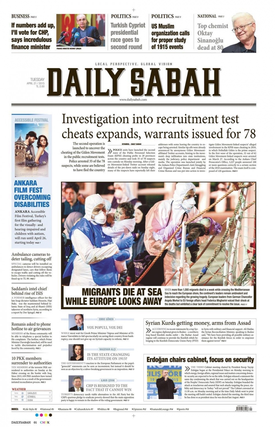 21 Nisan 2015 gazete manşetleri 24