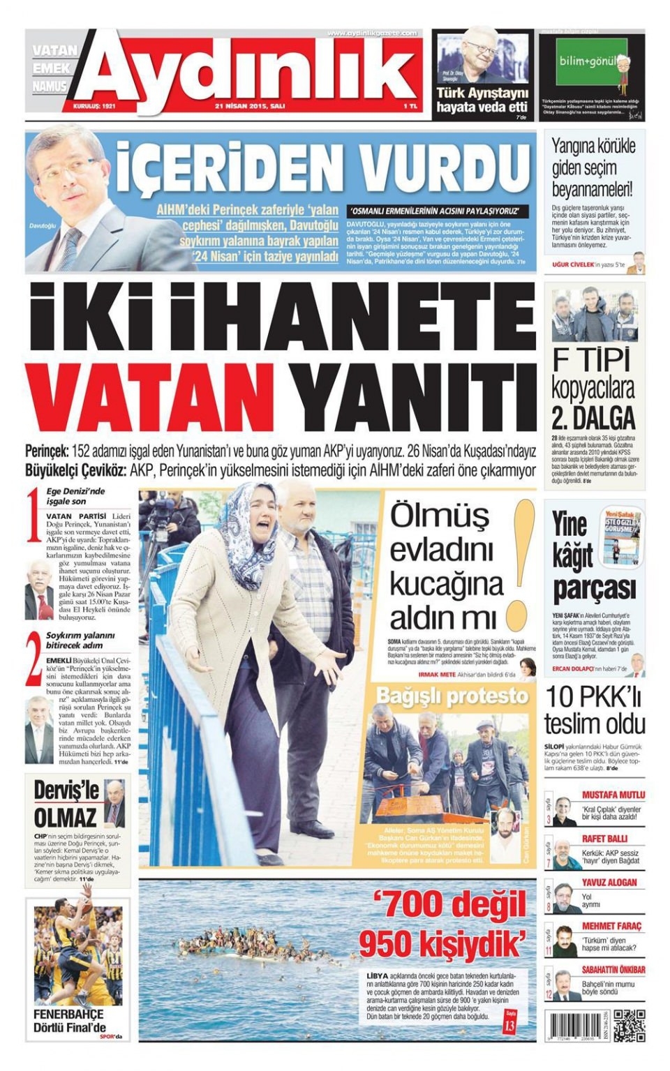 21 Nisan 2015 gazete manşetleri 26