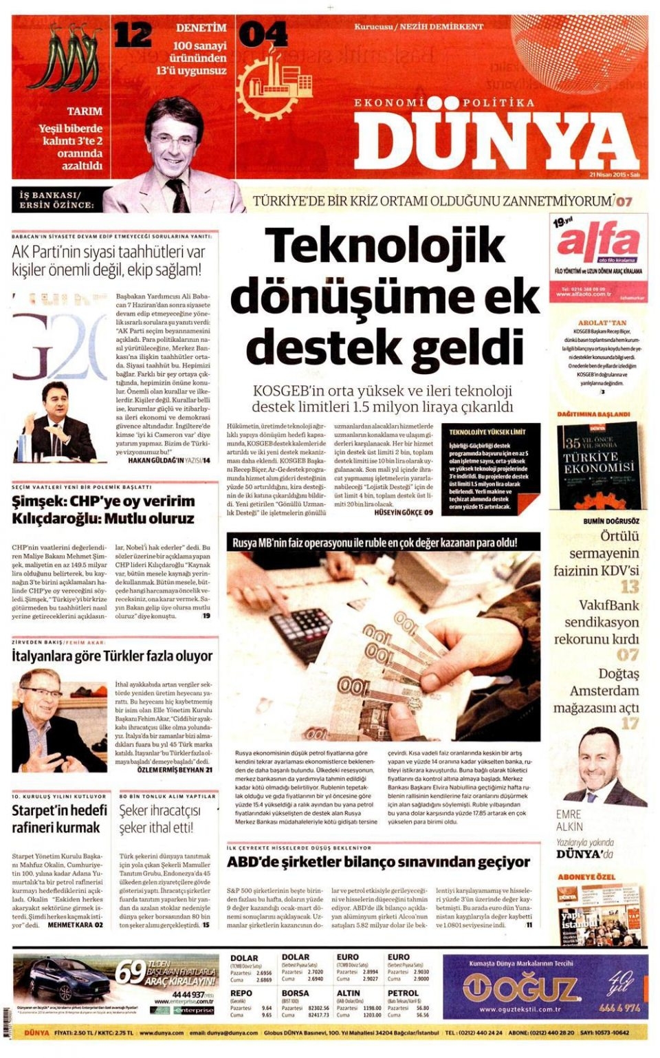 21 Nisan 2015 gazete manşetleri 29