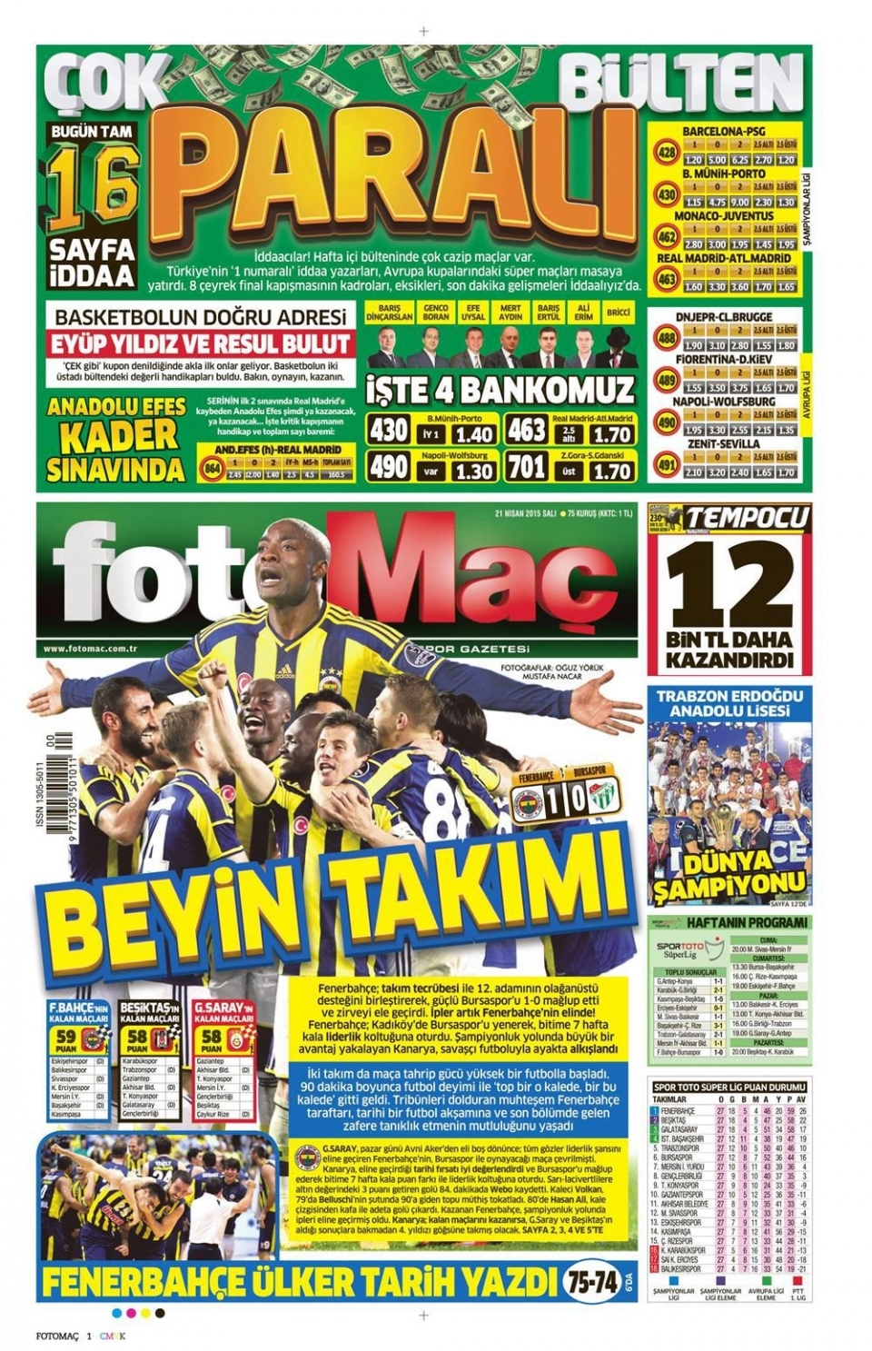 21 Nisan 2015 gazete manşetleri 31