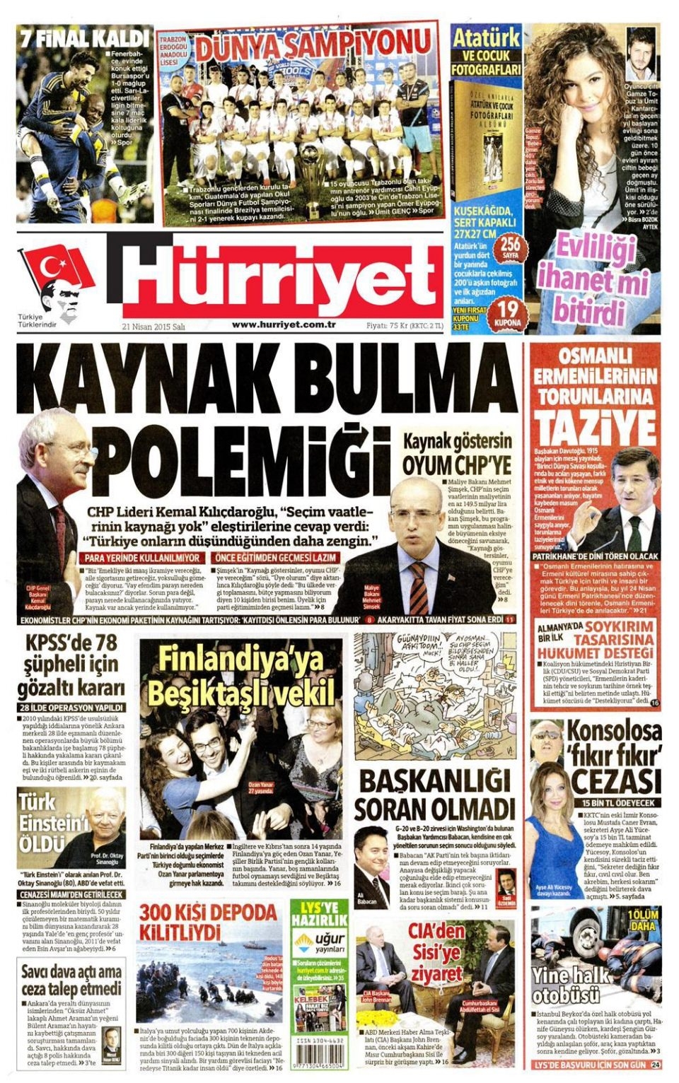 21 Nisan 2015 gazete manşetleri 4