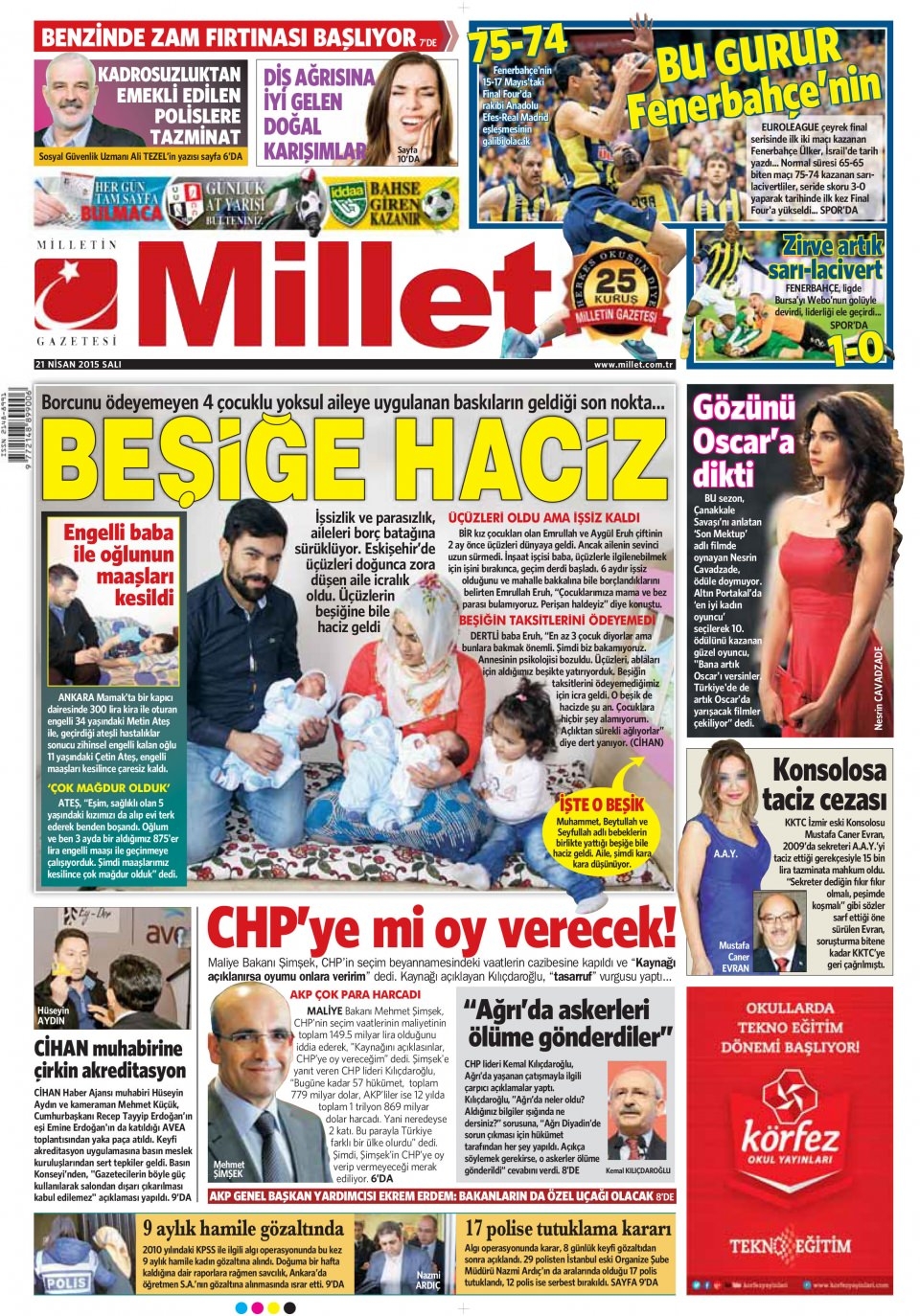 21 Nisan 2015 gazete manşetleri 6