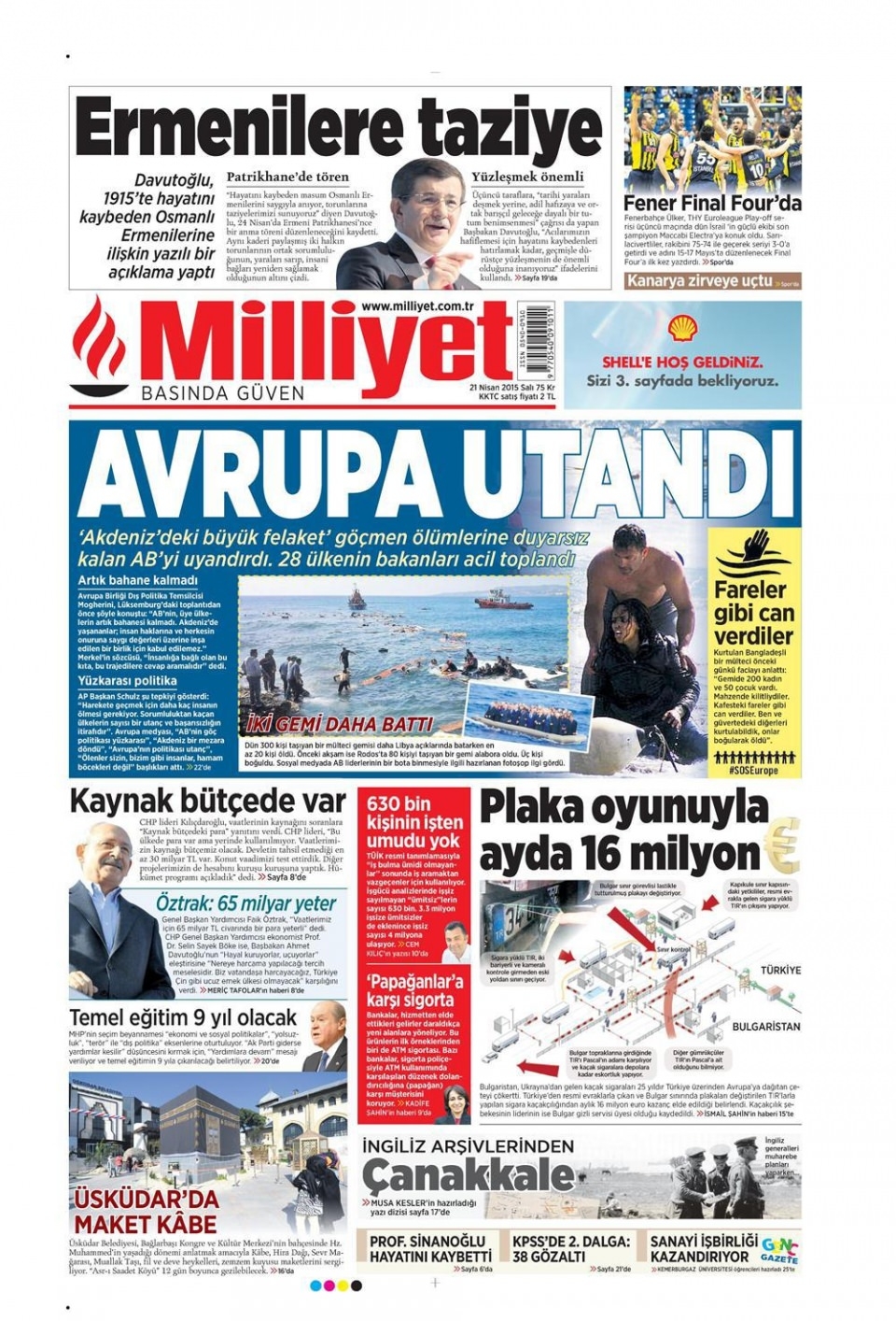 21 Nisan 2015 gazete manşetleri 8