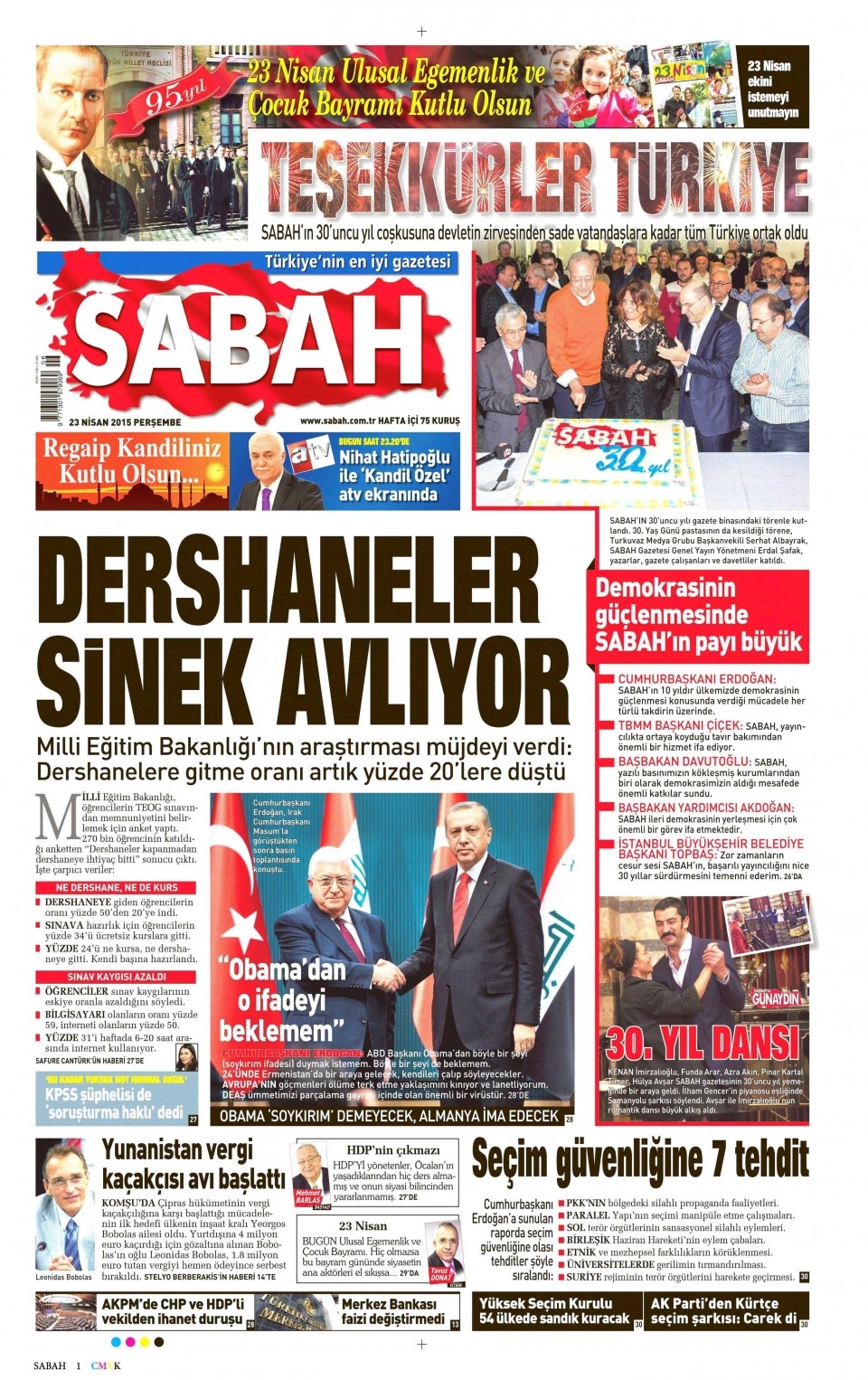 23 Nisan 2015 gazete manşetleri 10