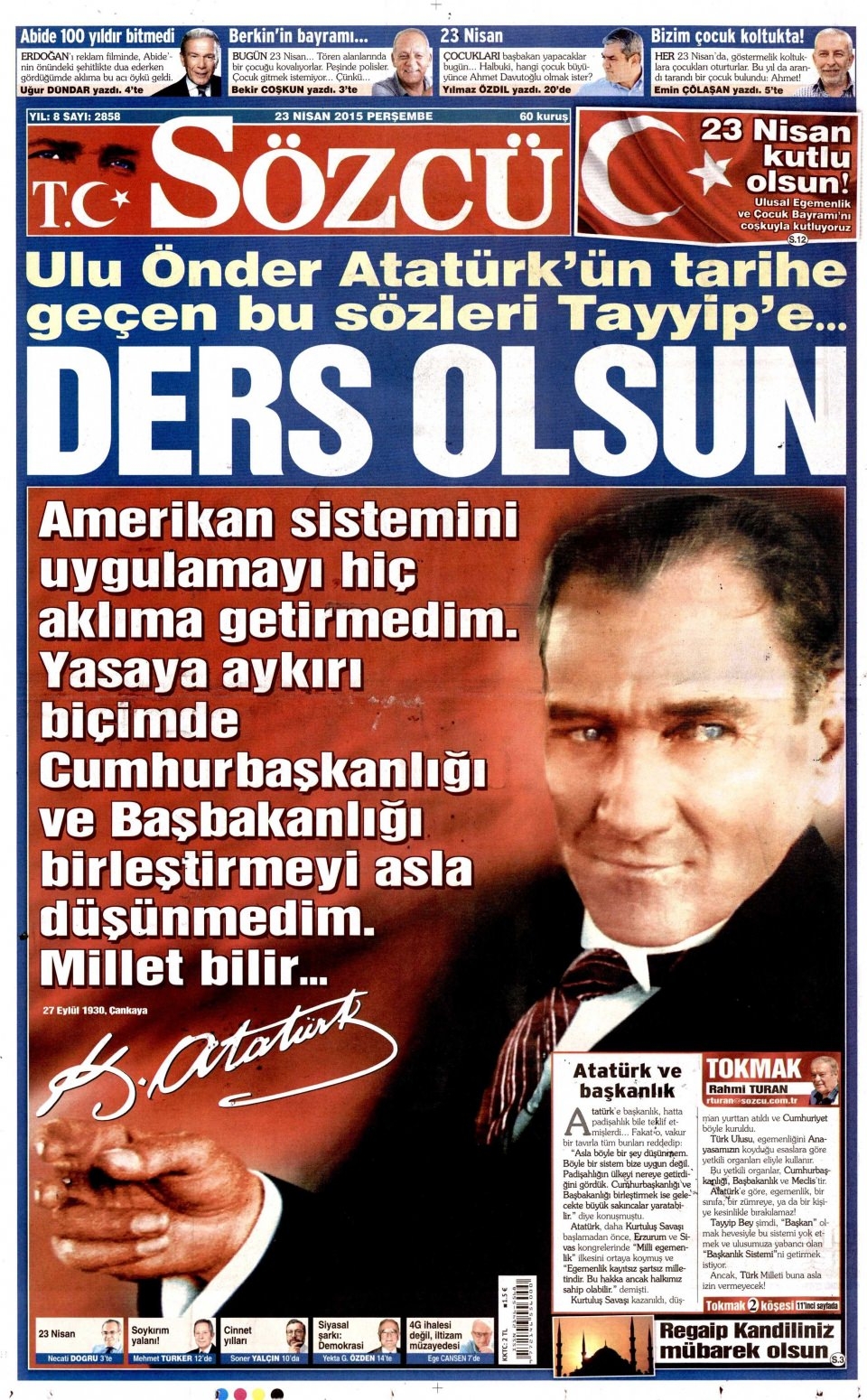 23 Nisan 2015 gazete manşetleri 11