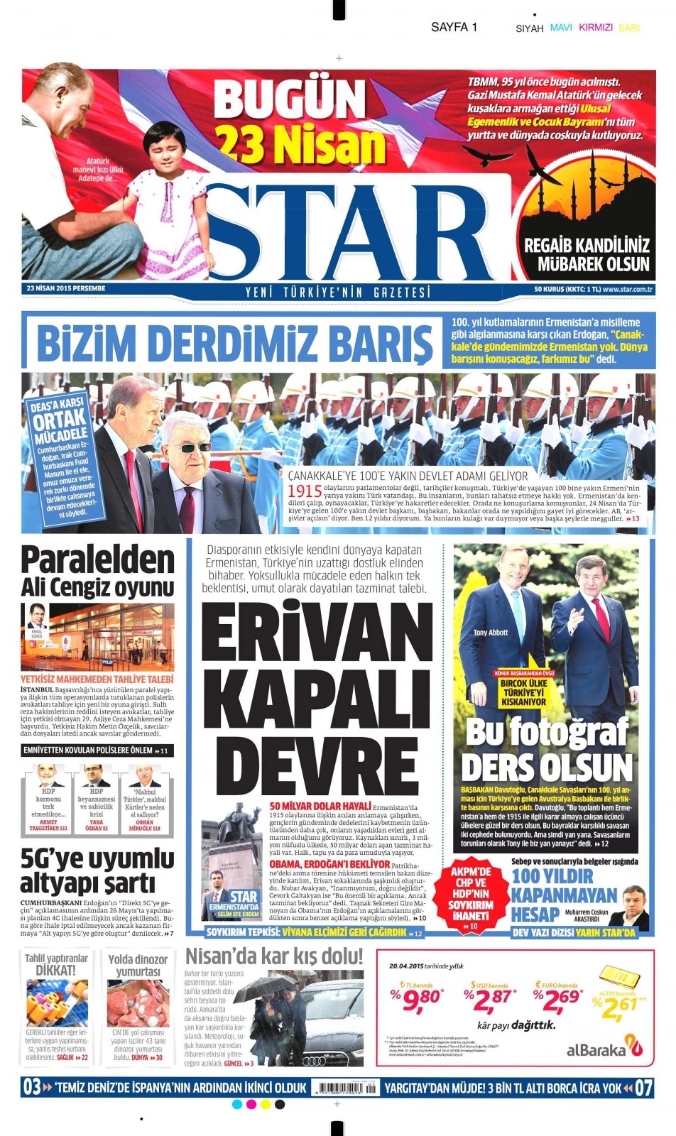 23 Nisan 2015 gazete manşetleri 12