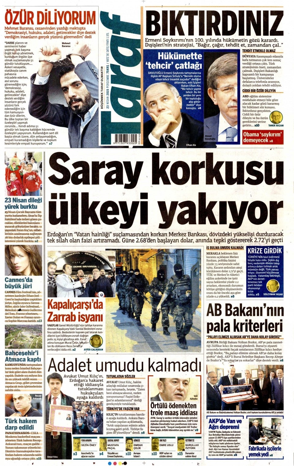 23 Nisan 2015 gazete manşetleri 13