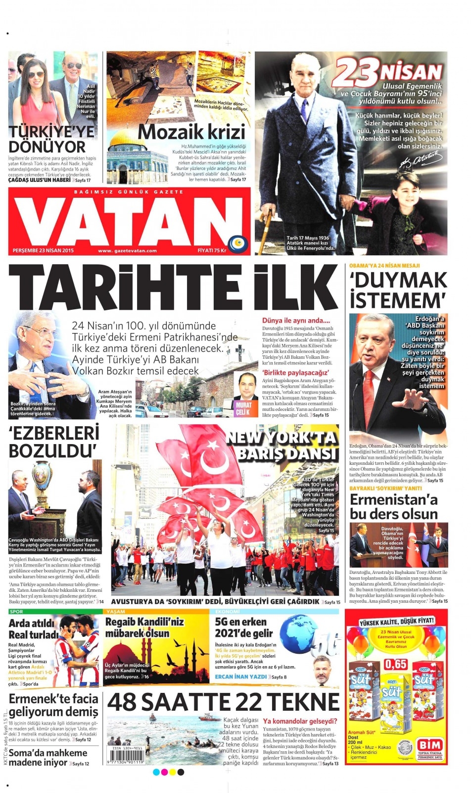 23 Nisan 2015 gazete manşetleri 16