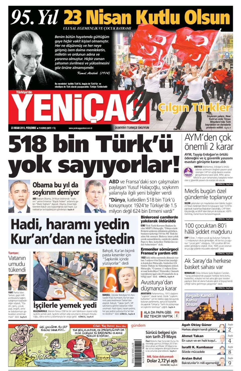 23 Nisan 2015 gazete manşetleri 18