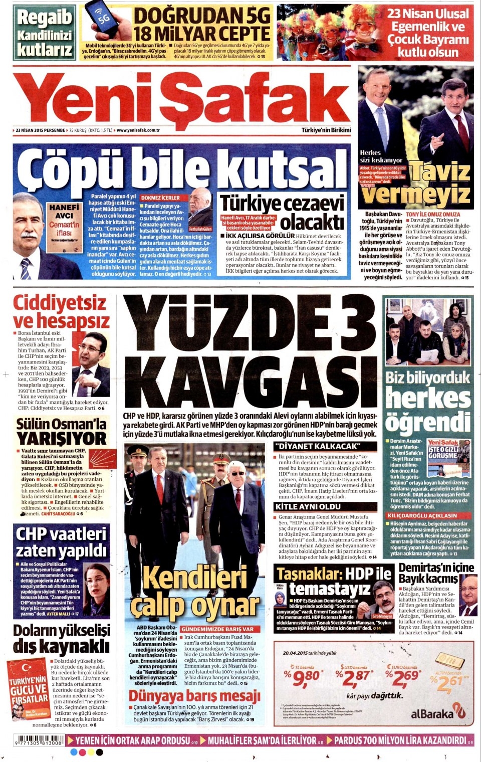 23 Nisan 2015 gazete manşetleri 19