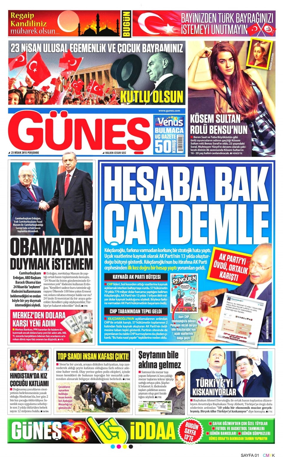 23 Nisan 2015 gazete manşetleri 2