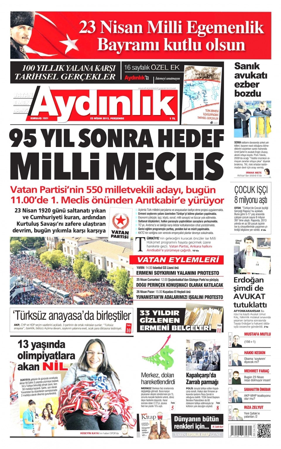 23 Nisan 2015 gazete manşetleri 22