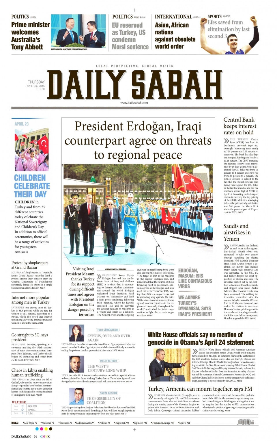 23 Nisan 2015 gazete manşetleri 29