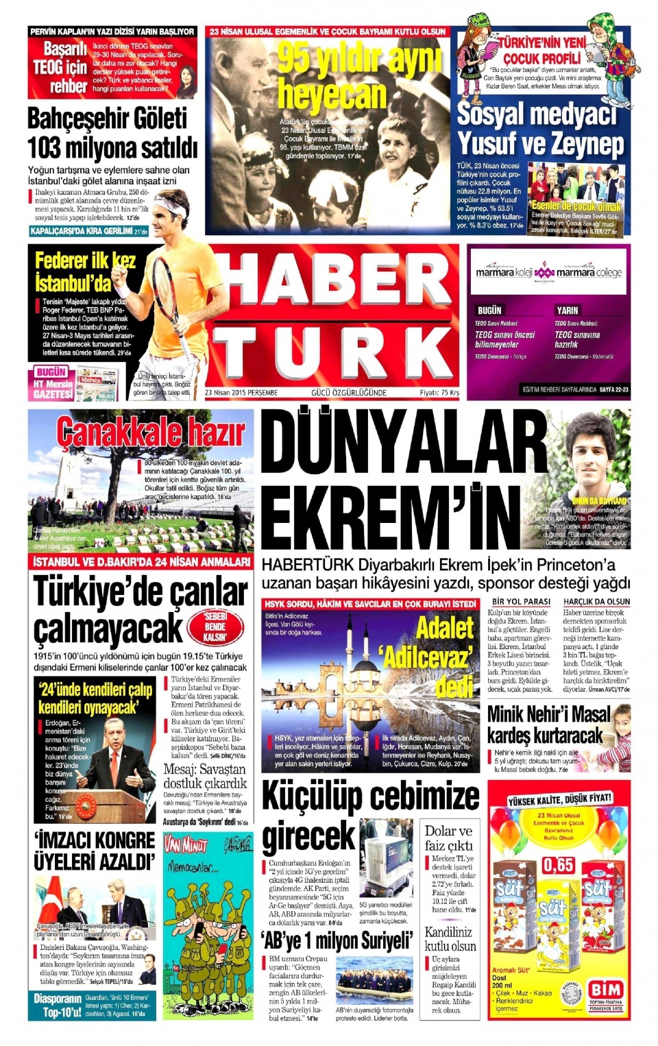 23 Nisan 2015 gazete manşetleri 3