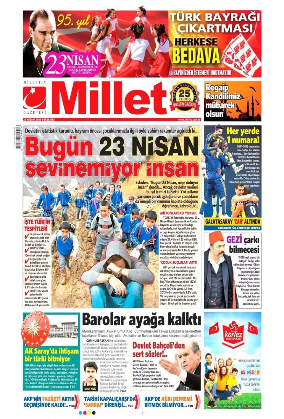 23 Nisan 2015 gazete manşetleri 5