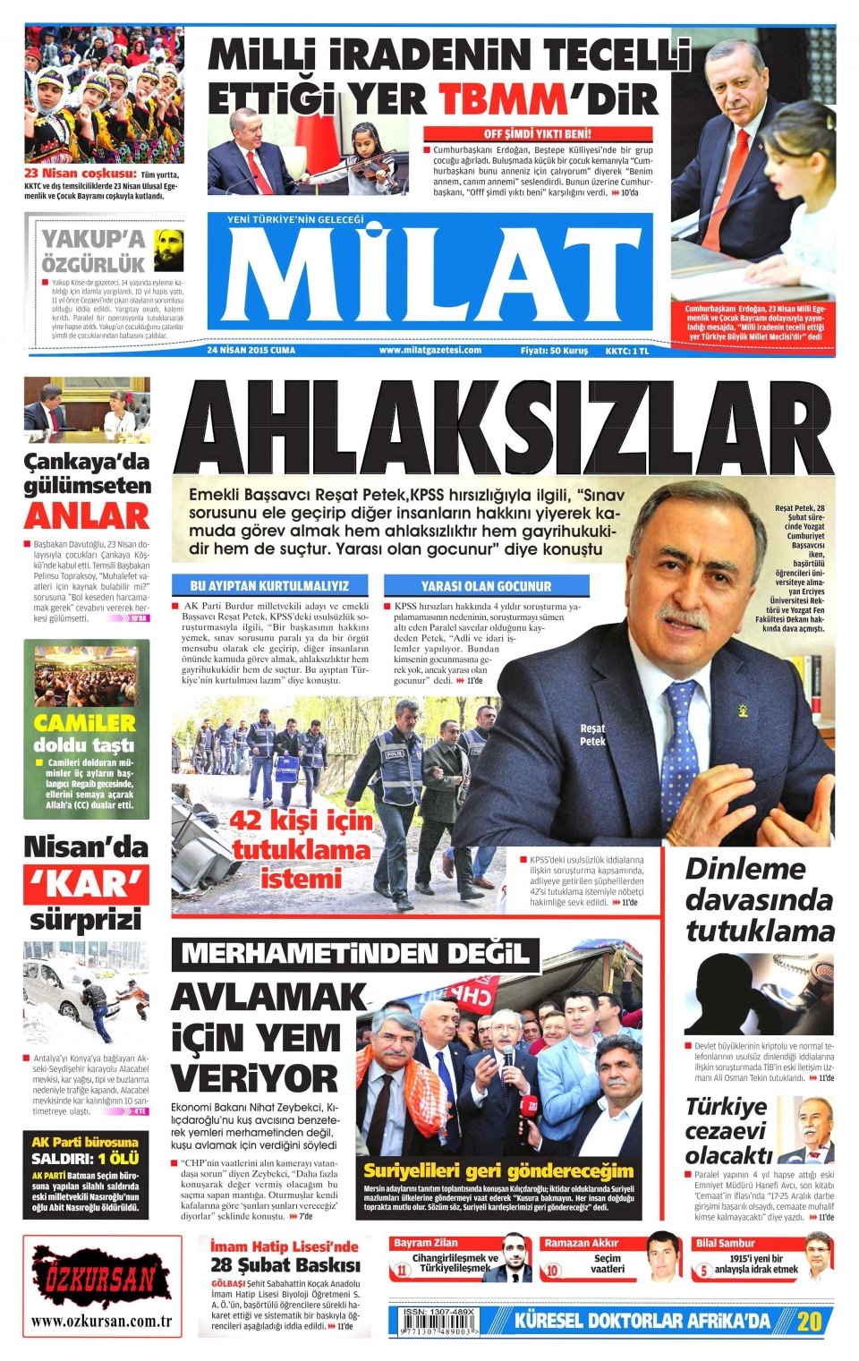 24 Nisan 2015 gazete manşetleri 23