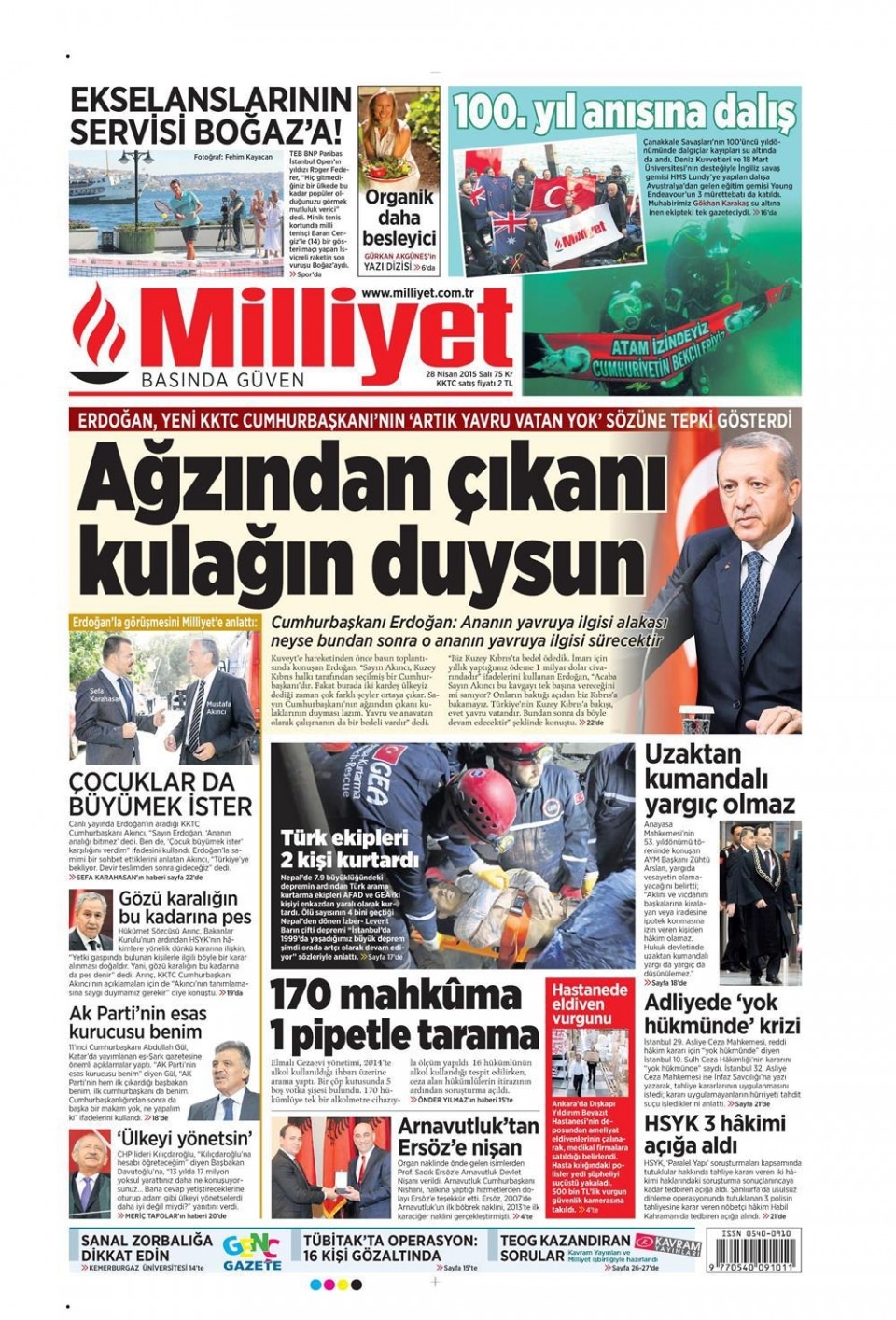 28 Nisan 2015 gazete manşetleri 10