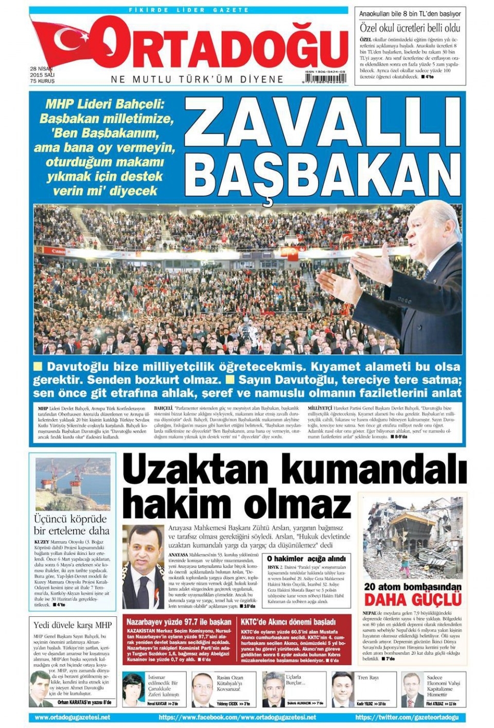 28 Nisan 2015 gazete manşetleri 11