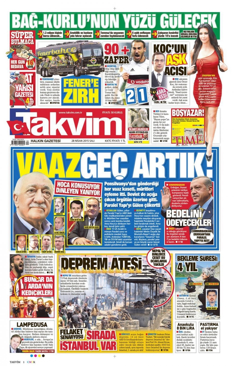 28 Nisan 2015 gazete manşetleri 15