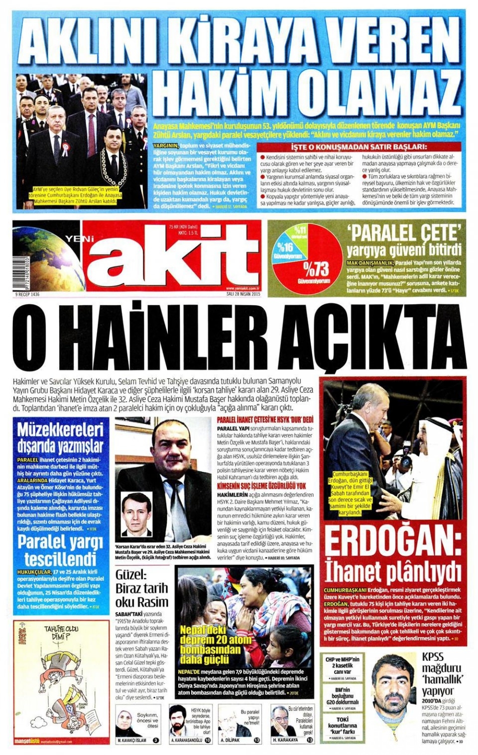 28 Nisan 2015 gazete manşetleri 18