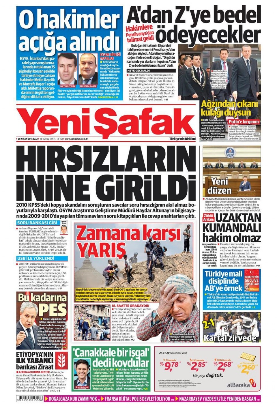 28 Nisan 2015 gazete manşetleri 22