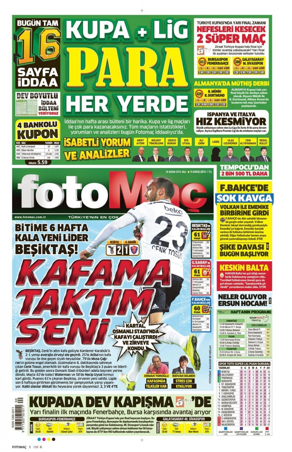 28 Nisan 2015 gazete manşetleri 28