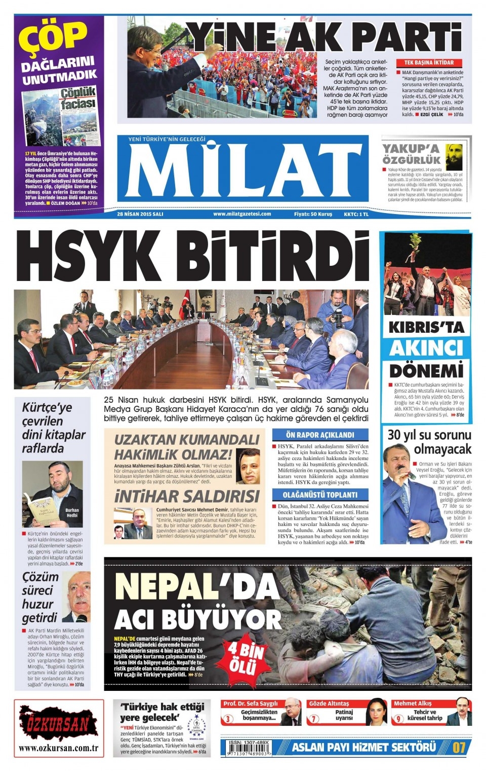 28 Nisan 2015 gazete manşetleri 29