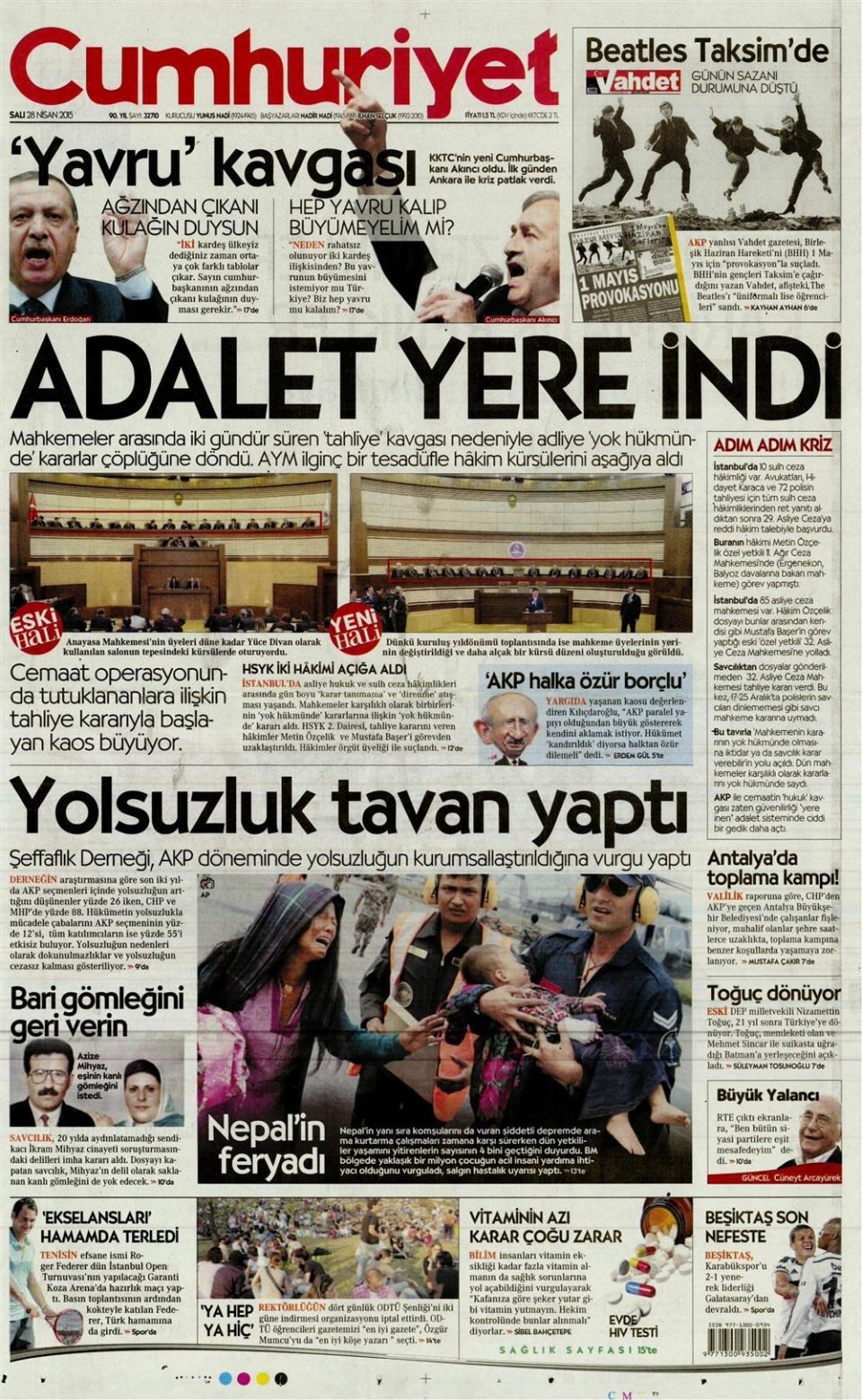 28 Nisan 2015 gazete manşetleri 4