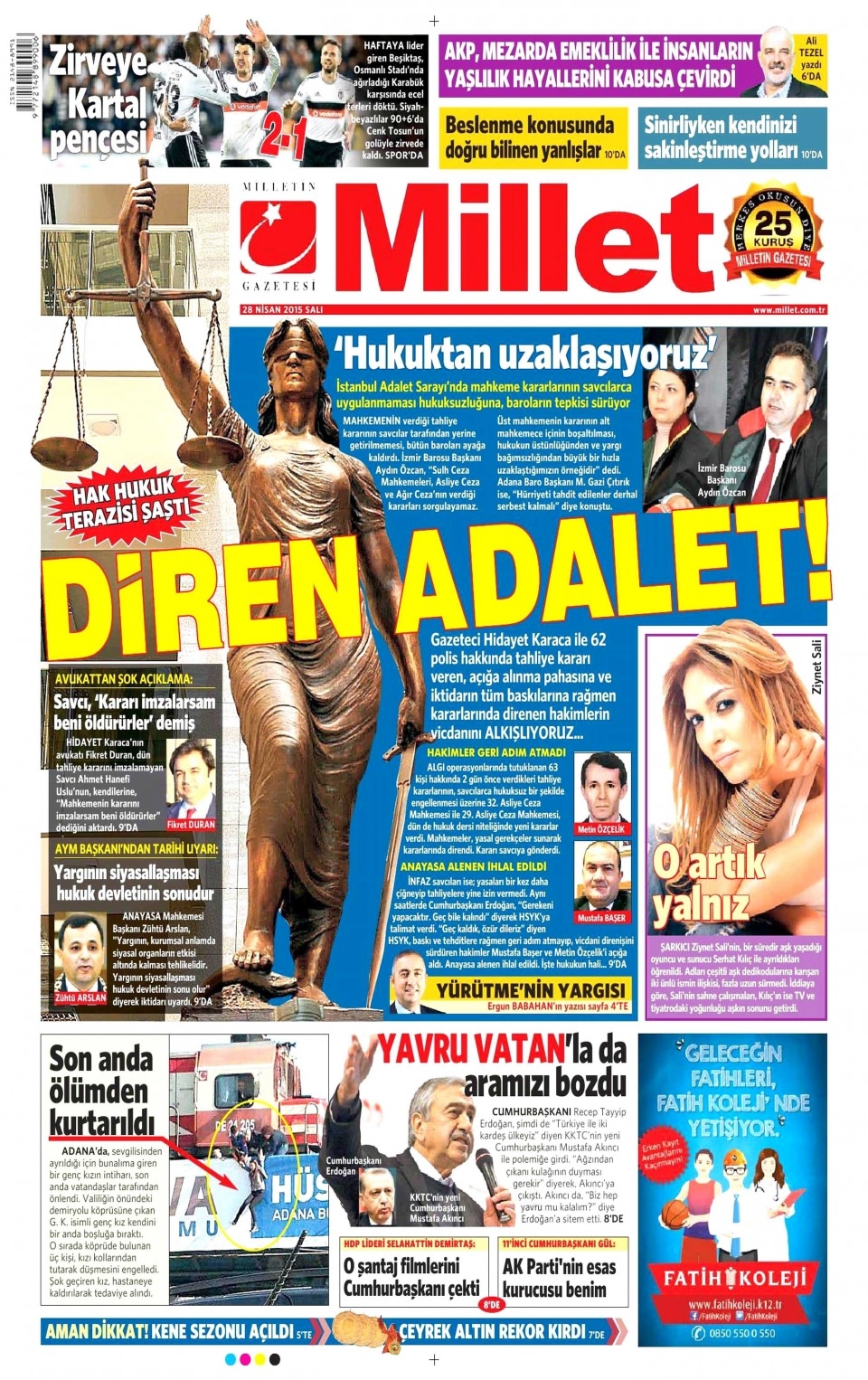 28 Nisan 2015 gazete manşetleri 8