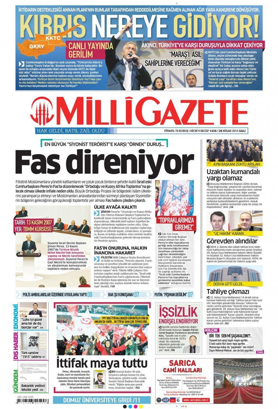 28 Nisan 2015 gazete manşetleri 9