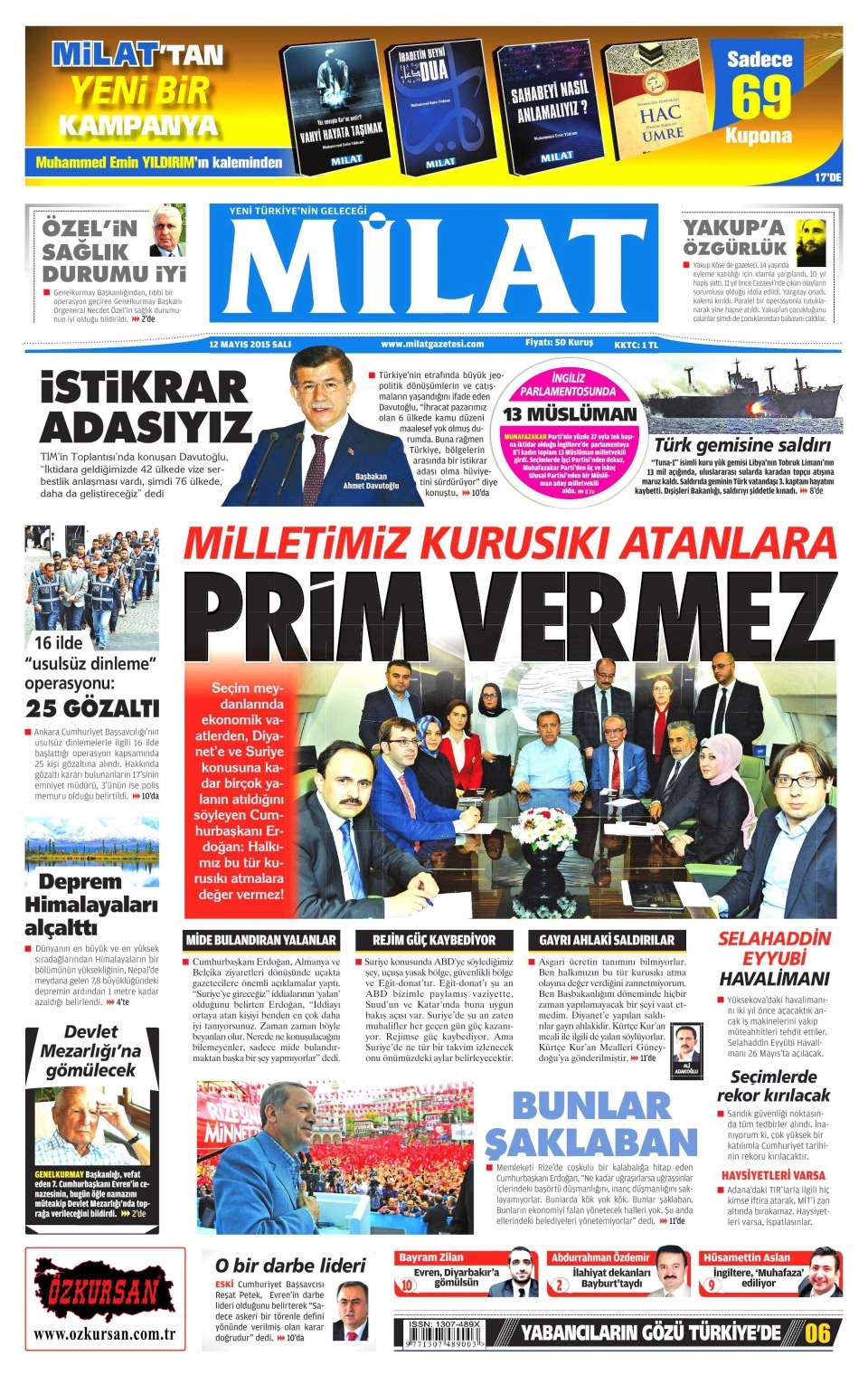 12 Mayıs 2015 gazete manşetleri 22