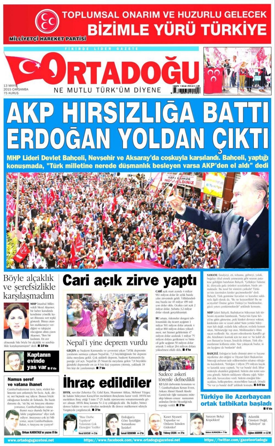 13 Mayıs 2015 gazete manşetleri 8
