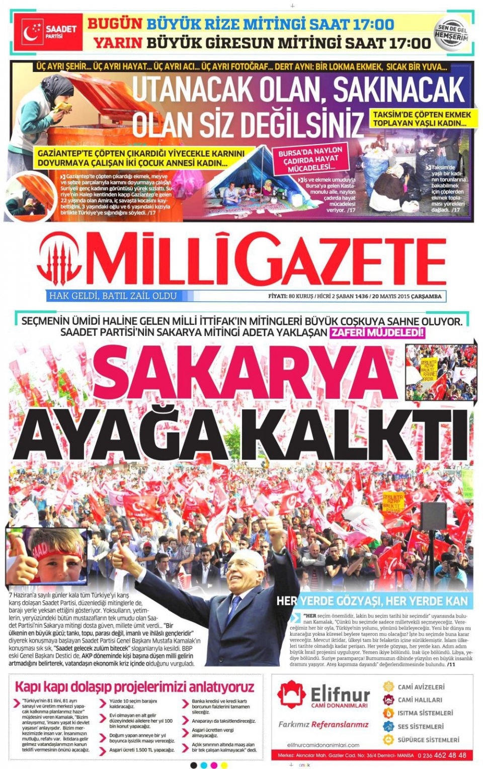 20 Mayıs 2015 gazete manşetleri 9