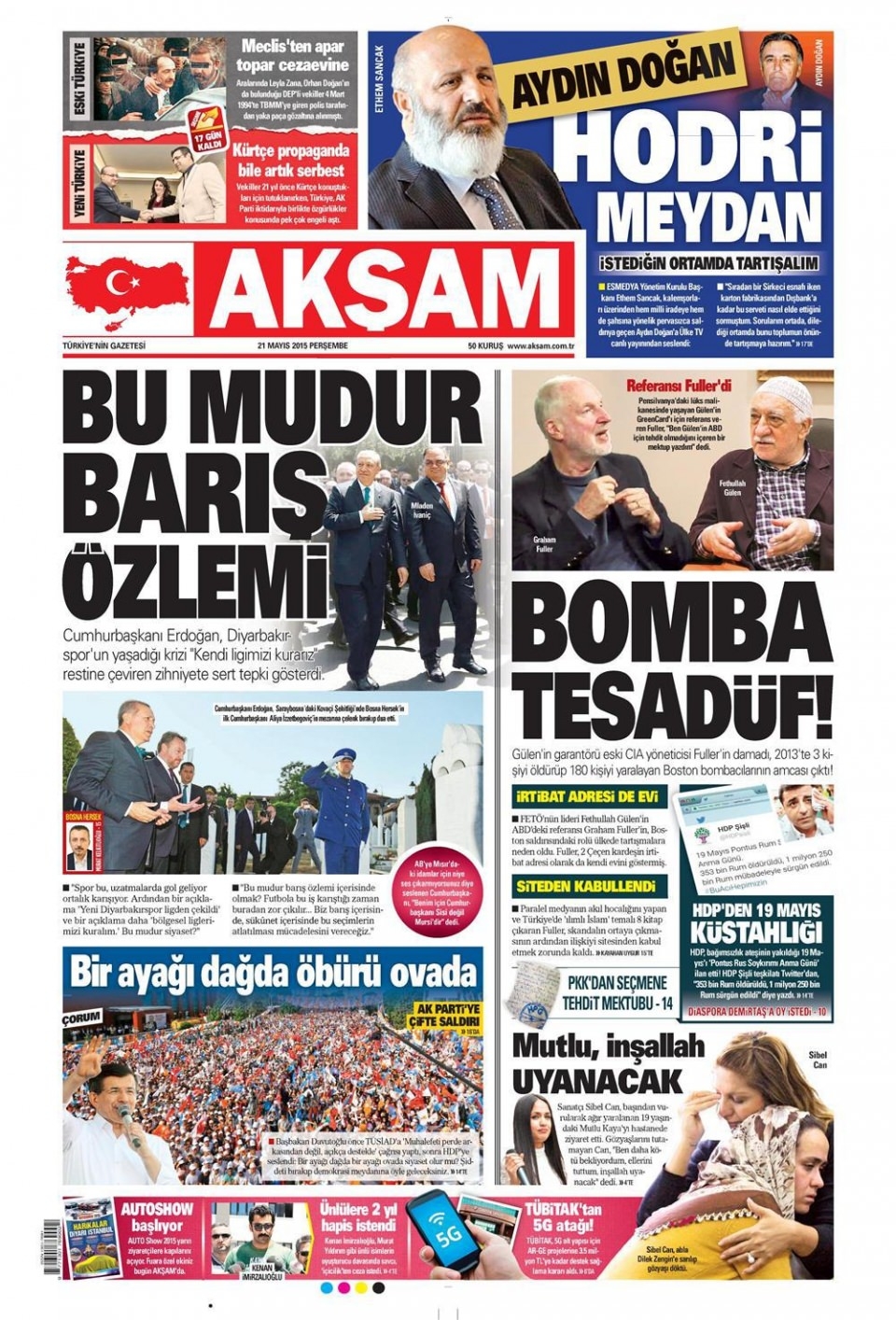 21 Mayıs 2015 gazete manşetleri 1
